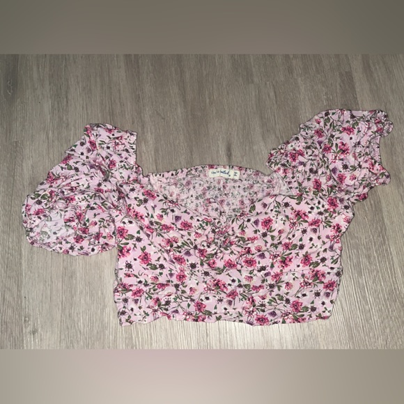 Pink flower cropped top - Picture 1 of 4